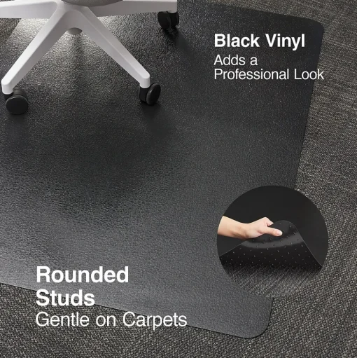 Staples Chair Mats<® Carpet Chair Mat, 36" x 48'', Low-Pile, Black (26991)
