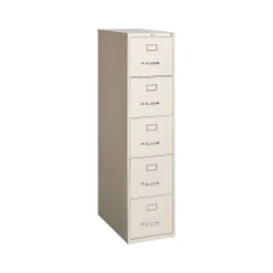 Staples File Cabinets<Commercial 5-Drawer Vertical File Cabinet, Letter Size, Lockable, 61.38"H x 15"W x 26.5"D, Putty (59590/25431)