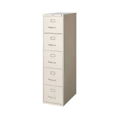 Staples File Cabinets<Commercial 5-Drawer Vertical File Cabinet, Letter Size, Lockable, 61.38"H x 15"W x 26.5"D, Putty (59590/25431)