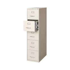 Staples File Cabinets<Commercial 5-Drawer Vertical File Cabinet, Letter Size, Lockable, 61.38"H x 15"W x 26.5"D, Putty (59590/25431)