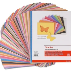 Staples Construction Paper<Construction Paper, 9"W x 12"L, Assorted, 200/Pack (23104)