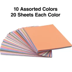 Staples Construction Paper<Construction Paper, 9"W x 12"L, Assorted, 200/Pack (23104)