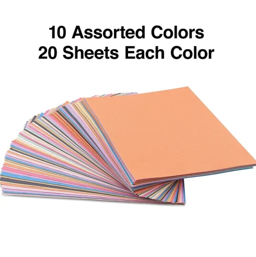 Staples Construction Paper<Construction Paper, 9"W x 12"L, Assorted, 200/Pack (23104)