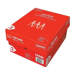 Staples Copy Paper<Copy Paper, 8.5" x 14", 20 lbs., White, 500 Sheets/Ream, 10 Reams/Carton (221193)