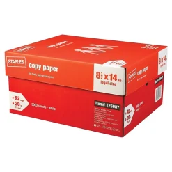 Staples Copy Paper<Copy Paper, 8.5" x 14", 20 lbs., White, 500 Sheets/Ream, 10 Reams/Carton (221193)