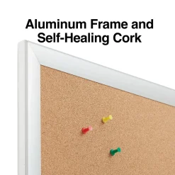 Staples Bulletin<Cork Bulletin Board, Aluminum Frame, 6'W x 4'H (28317-CC)