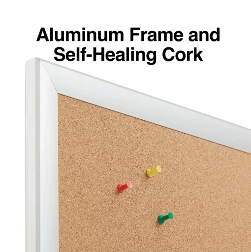 Staples Bulletin<Cork Bulletin Board, Aluminum Frame, 6'W x 4'H (28317-CC)