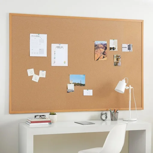 Staples Bulletin<Cork Bulletin Board, Aluminum Frame, 6'W x 4'H (28317-CC)