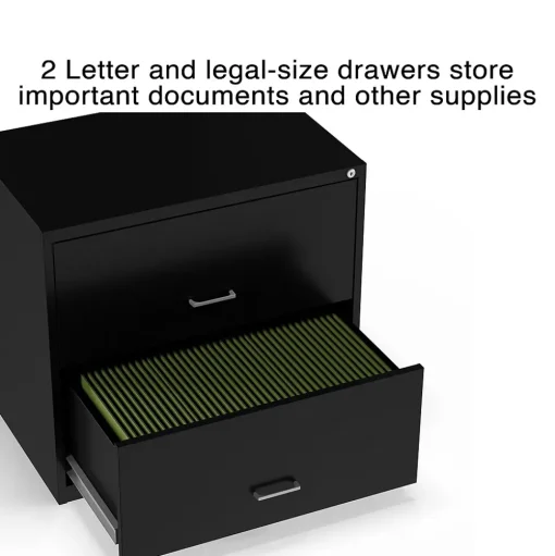 Staples File Cabinets<2-Drawer Lateral File Cabinet, Letter/Legal Size, Lockable, 27.3"H x 29.8"W x 20.6"D, Black (ST52141-CC)