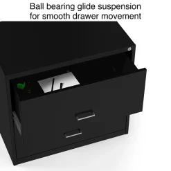 Staples File Cabinets<2-Drawer Lateral File Cabinet, Letter/Legal Size, Lockable, 27.3"H x 29.8"W x 20.6"D, Black (ST52141-CC)