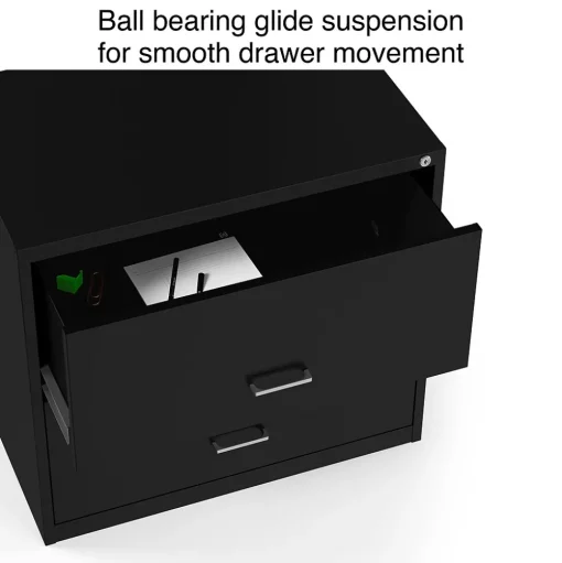 Staples File Cabinets<2-Drawer Lateral File Cabinet, Letter/Legal Size, Lockable, 27.3"H x 29.8"W x 20.6"D, Black (ST52141-CC)