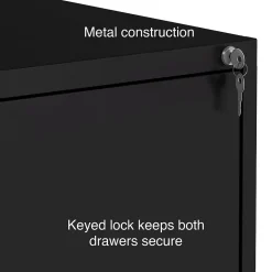 Staples File Cabinets<2-Drawer Lateral File Cabinet, Letter/Legal Size, Lockable, 27.3"H x 29.8"W x 20.6"D, Black (ST52141-CC)