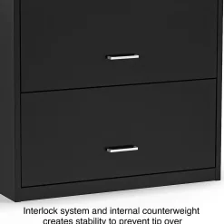 Staples File Cabinets<2-Drawer Lateral File Cabinet, Letter/Legal Size, Lockable, 27.3"H x 29.8"W x 20.6"D, Black (ST52141-CC)