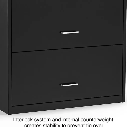 Staples File Cabinets<2-Drawer Lateral File Cabinet, Letter/Legal Size, Lockable, 27.3"H x 29.8"W x 20.6"D, Black (ST52141-CC)