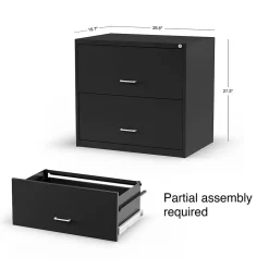 Staples File Cabinets<2-Drawer Lateral File Cabinet, Letter/Legal Size, Lockable, 27.3"H x 29.8"W x 20.6"D, Black (ST52141-CC)