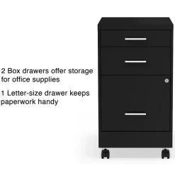 Staples File Cabinets<3-Drawer Mobile Vertical File Cabinet, Letter Size, Lockable, 25.7"H x 14.3"W x 19.9"D, Black (ST52156-CC)