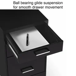 Staples File Cabinets<3-Drawer Mobile Vertical File Cabinet, Letter Size, Lockable, 25.7"H x 14.3"W x 19.9"D, Black (ST52156-CC)