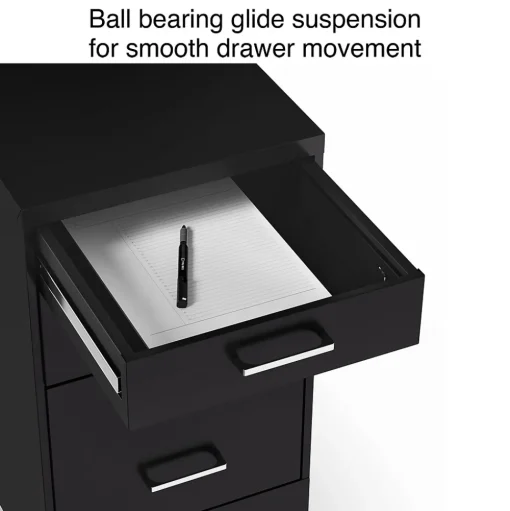 Staples File Cabinets<3-Drawer Mobile Vertical File Cabinet, Letter Size, Lockable, 25.7"H x 14.3"W x 19.9"D, Black (ST52156-CC)