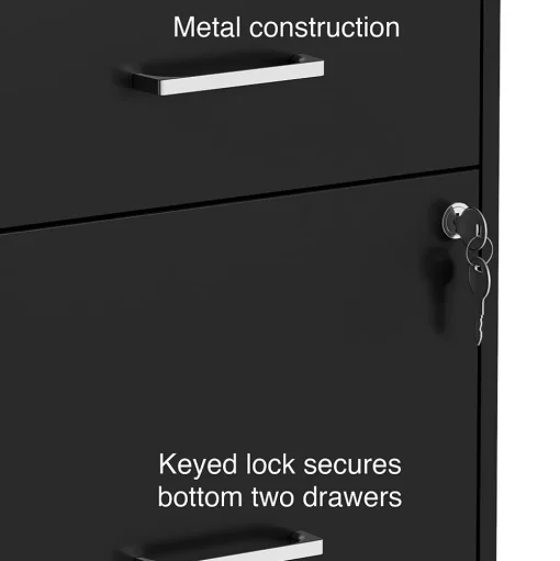 Staples File Cabinets<3-Drawer Mobile Vertical File Cabinet, Letter Size, Lockable, 25.7"H x 14.3"W x 19.9"D, Black (ST52156-CC)