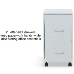 Staples File Cabinets<2-Drawer Mobile Vertical File Cabinet, Letter Size, Lockable, 26.3"H x 14.3"W x 18.9"D, Gray (ST60053-CC)