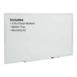 Staples Dry Erase<Durable Magnetic Porcelain Dry-Erase Whiteboard, Aluminum Frame, 4' x 3' (52467/28331)