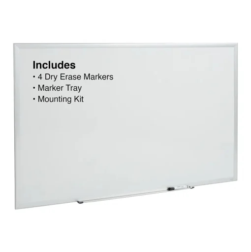 Staples Dry Erase<Durable Magnetic Porcelain Dry-Erase Whiteboard, Aluminum Frame, 4' x 3' (52467/28331)