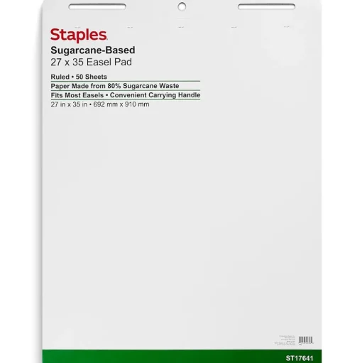 Staples Easel Paper Pads<Easel Pads, 27" x 35", White, 50 Sheets/Pad, 4 Pads/Carton (ST17641)