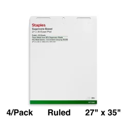 Staples Easel Paper Pads<Easel Pads, 27" x 35", White, 50 Sheets/Pad, 4 Pads/Carton (ST17641)