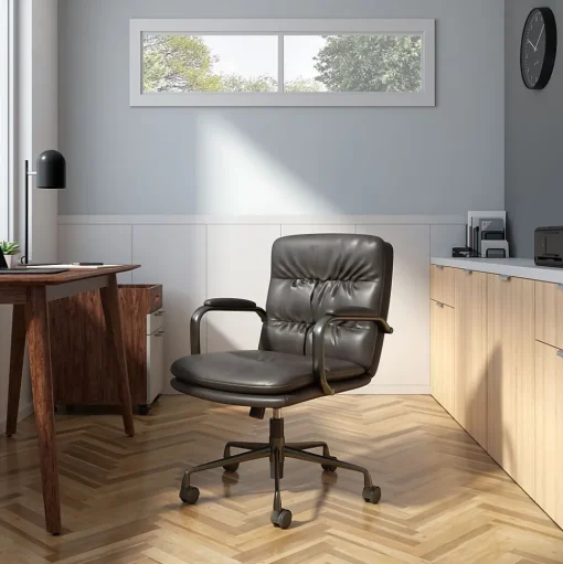 Staples Office Chairs<® Ellsworth Leather Swivel Manager Chair, Gray (95115)