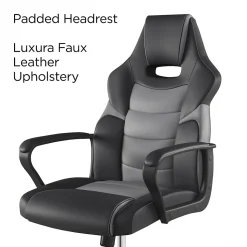 Emerge Gaming Chairs<Staples Vector Luxura Faux Leather Gaming Chair, Black & Gray (61108)