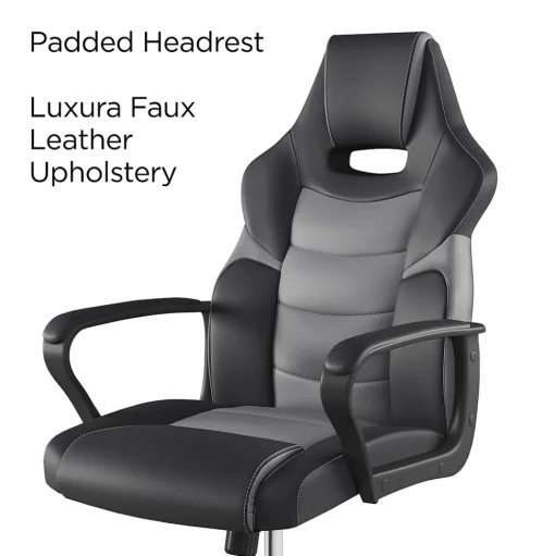 Emerge Gaming Chairs<Staples Vector Luxura Faux Leather Gaming Chair, Black & Gray (61108)