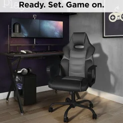 Emerge Gaming Chairs<Staples Vector Luxura Faux Leather Gaming Chair, Black & Gray (61108)