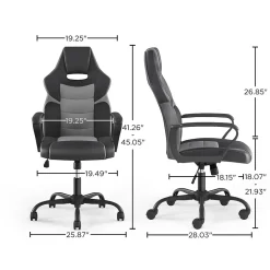 Emerge Gaming Chairs<Staples Vector Luxura Faux Leather Gaming Chair, Black & Gray (61108)
