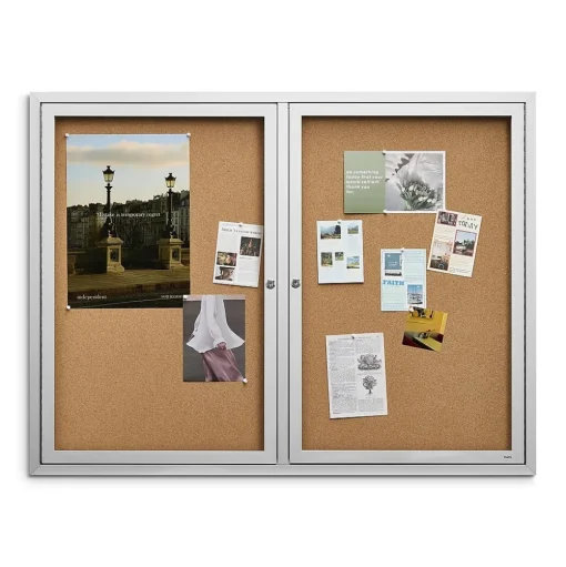 Staples Bulletin<Enclosed Cork Display Board, Aluminum Frame, 4' x 3' (ST61262)