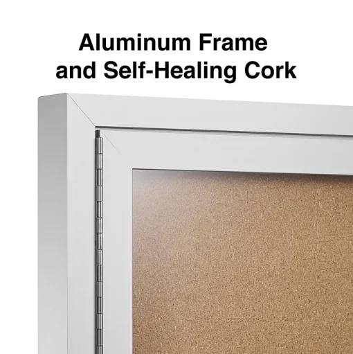 Staples Bulletin<Enclosed Cork Display Board, Aluminum Frame, 4' x 3' (ST61262)