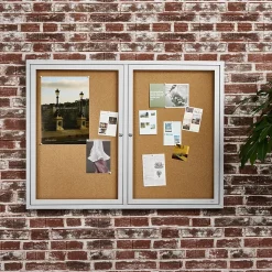 Staples Bulletin<Enclosed Cork Display Board, Aluminum Frame, 4' x 3' (ST61262)