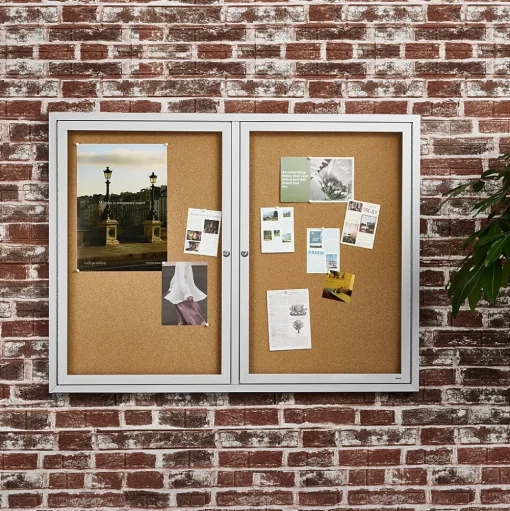 Staples Bulletin<Enclosed Cork Display Board, Aluminum Frame, 4' x 3' (ST61262)