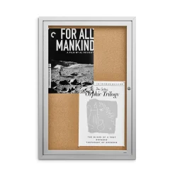 Staples Bulletin<Enclosed Cork Display Board, Aluminum Frame, 3' x 2' (ST61261)