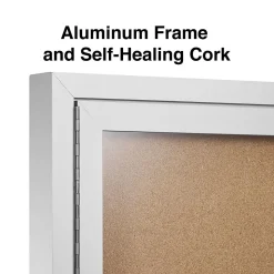 Staples Bulletin<Enclosed Cork Display Board, Aluminum Frame, 3' x 2' (ST61261)