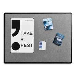Staples Bulletin<Fabric Bulletin Board, Black Frame, 4' x 3' (ST61264)