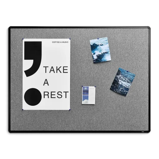 Staples Bulletin<Fabric Bulletin Board, Black Frame, 4' x 3' (ST61264)