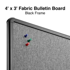 Staples Bulletin<Fabric Bulletin Board, Black Frame, 4' x 3' (ST61264)