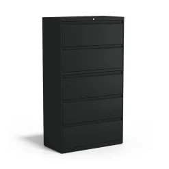 Staples File Cabinets<HL8000 Commercial 5-Drawer Lateral File Cabinet, Locking, Letter/Legal, Black, 36"W (21754D)