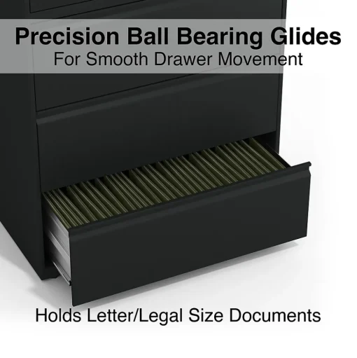 Staples File Cabinets<HL8000 Commercial 5-Drawer Lateral File Cabinet, Locking, Letter/Legal, Black, 36"W (21754D)