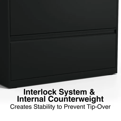 Staples File Cabinets<HL8000 Commercial 5-Drawer Lateral File Cabinet, Locking, Letter/Legal, Black, 36"W (21754D)