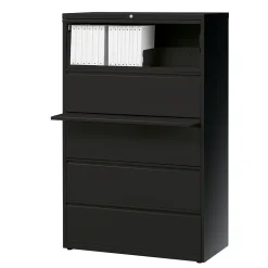 Staples File Cabinets<HL8000 Commercial 5-Drawer Lateral File Cabinet, Locking, Letter/Legal, Black, 36"W (21754D)