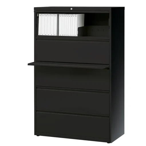 Staples File Cabinets<HL8000 Commercial 5-Drawer Lateral File Cabinet, Locking, Letter/Legal, Black, 36"W (21754D)