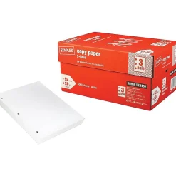 Staples Copy Paper<3-Hole Punch Copy Paper, 8.5" x 11", 20 lbs., 500 Sheets/Ream, 10 Reams/Carton (221192)