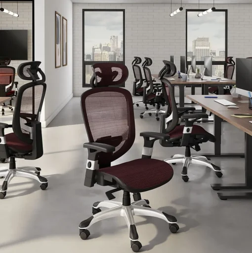 Staples Office Chairs<Hyken Ergonomic Mesh Swivel Task Chair, Maroon (UN59462)