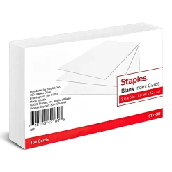 Staples Index Cards<® Index Cards, 3" x 5", White, 100 Cards/Pack (ST51008-CC)